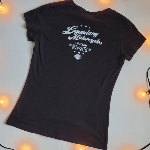 Harley Davidson Black American Flag Tee - Picture 3 of 5